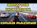 BMW STUNS LAMBO * BMW M5 vs Lamborghini Huracan 1/4 Mile Drag Racing