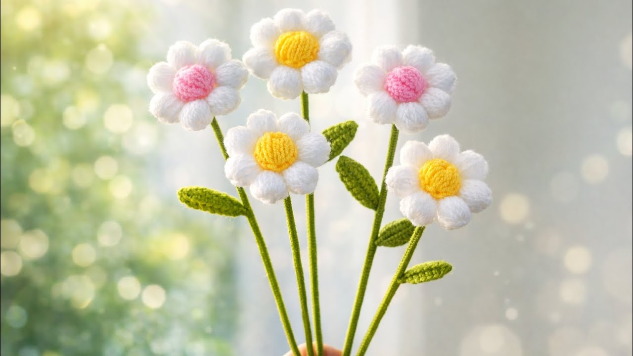 Çok Kolay Örgü Papatya Tarifi / Tığ İşi Papatya / Örgü Papatya Yapımı