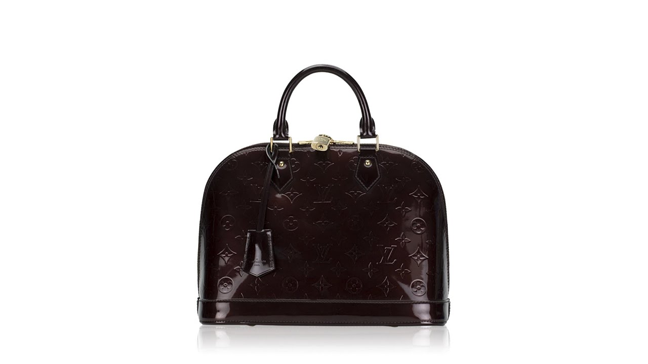 Alma Amarante Monogram Vernis Alma PM Bag Monogram embossed varnish calf  leather