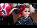 I DYED/Colored my hair again😱🍋🍉💓|Dying my hair 💓HOT PINK hair🌹RED hair 🍋YELLOW hair Tutorial