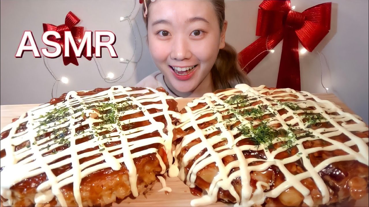 ASMR お好み焼き Okonomiyaki 오코노미 야키【咀嚼音/大食い/Mukbang/Eating Sounds】