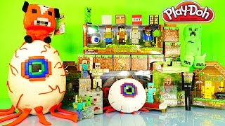 GIANT Play Doh Minecraft Surprise Egg Terraria VS Minecraft Toys DCTC Playdough Videos Creations