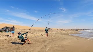 Fishing in Namibia for Bronze Whaler Sharks! Does Long beach have the strongest sharks in Namibia?