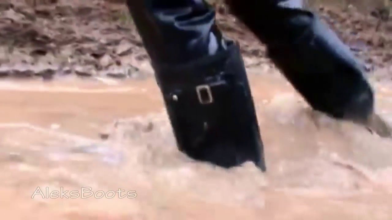 Large walk in rubber boots and latex jeans with flooding in the forest swamp. Part-9(11/11/15)
