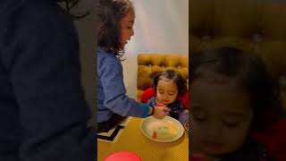 Elder Sisiter Anika Is Feeding Her Younger Sister Bhavya In Her Own Style