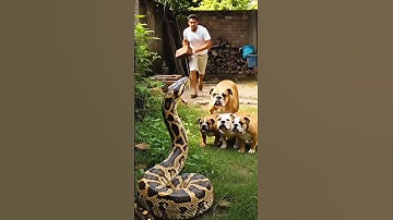 Giant Python Attacks! Can This Family Bulldog Survive? #snake #snakeattack #rescue #dog #animals