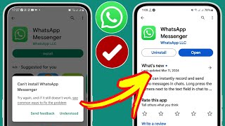 how to fix can't install whatsapp messenger error on google play store 2024