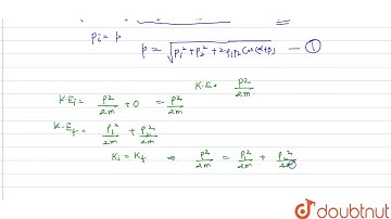 A particle of mass `m` strikes another particle of same at rest. Find the angle between