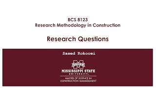 Research Methodology 2: Research Questions