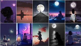 Girl Looking Moon images | Alone Girl Dp photo/pics | Girl Looking Moon pics/images/photo/dp/dpz/dps