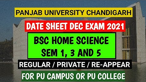 PU BSC HOME SCIENCE DATE-SHEET DEC 2021|PU AFFILIATED COLLEGE DATE-SHEET DEC EXAM|DHE COLLEGE EXAM
