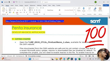 New Perspectives Excel 2019 | Module 12: SAM Critical Thinking Project 1c #PentaInsurance #module12