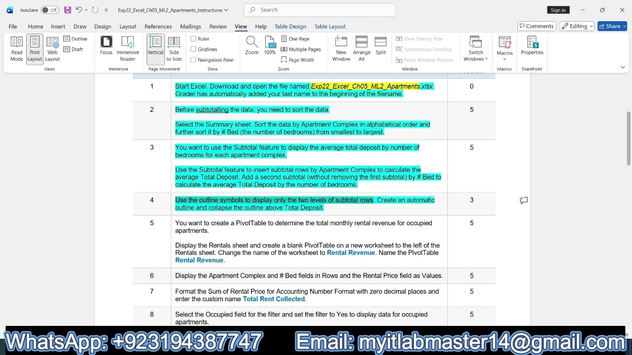Exp22 Excel Ch05 ML2 Apartments | Exp22_Excel_Ch05_ML2_Apartments | Exp25_Excel_Ch05_ML2_Apartments