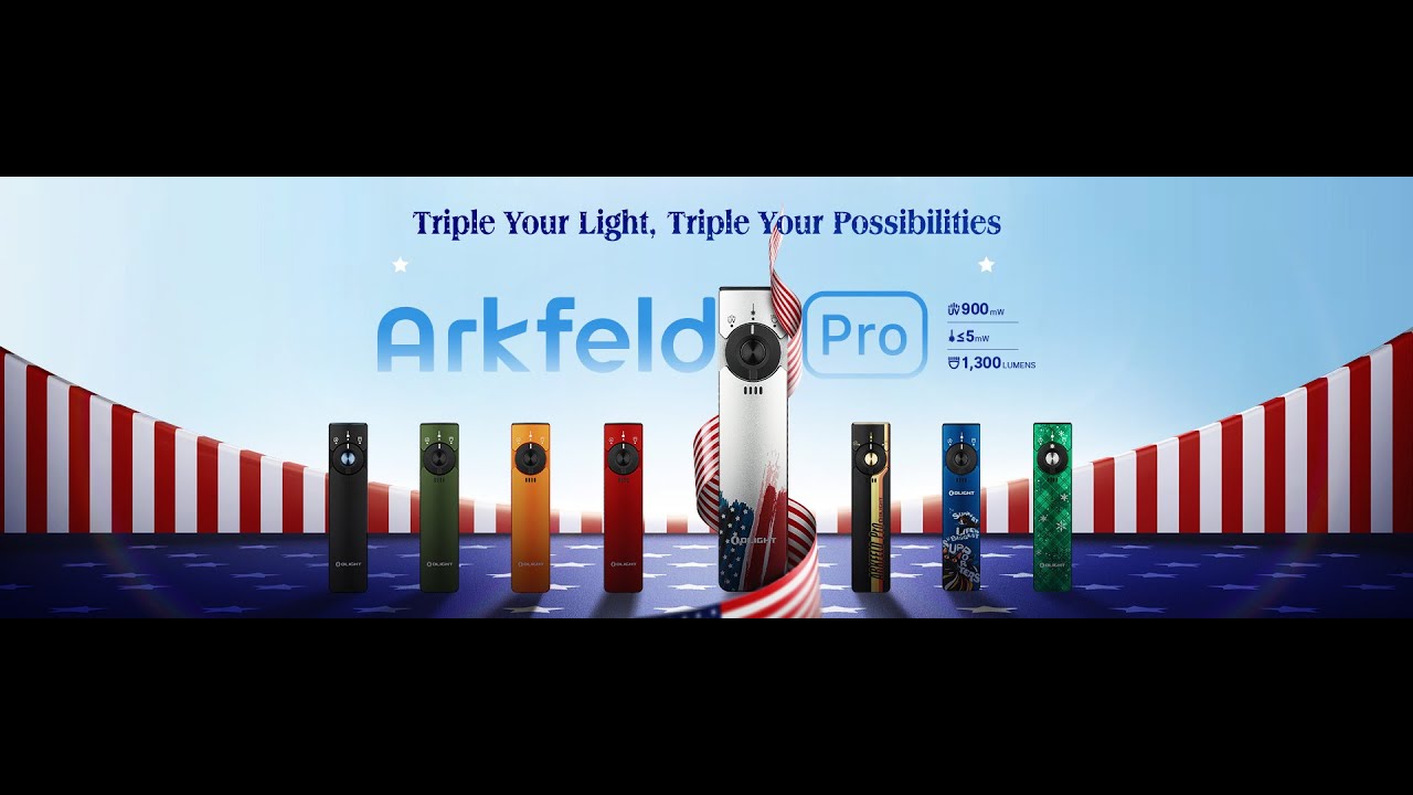 Arkfeld Pro Flat EDC Flashlight Rechargeable UV Light Green Laser
