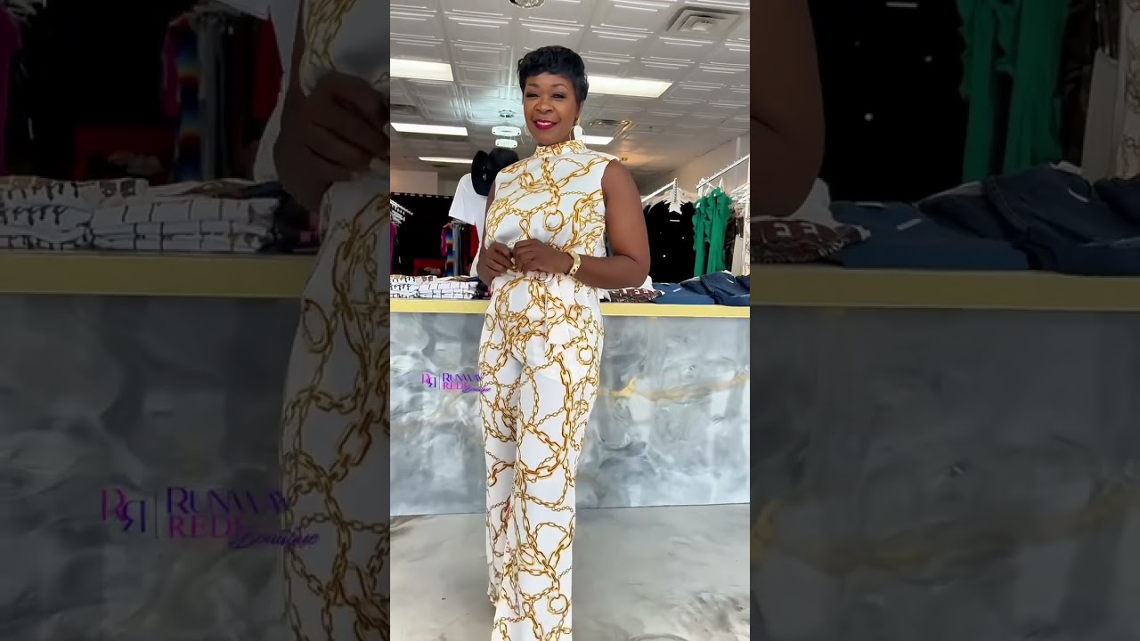 Jumpsuit with a touch of gold | Runway Redi Boutique 