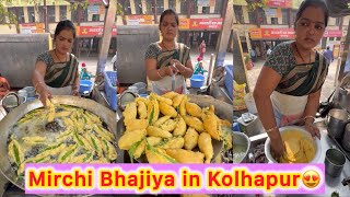 Kolhapur Special Mirchi Bhajiya Bulk Making Crispy Street Food Of Maharashtra