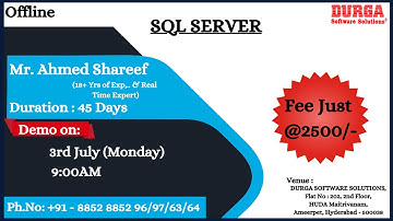 SQL SERVER Offline Training @ DURGASOFT