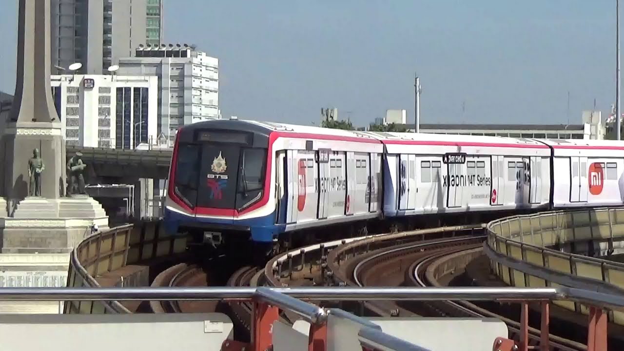 Bangkok, Thailand 2024-BTS Skytrains at Ratchathewi & Victory Monument ...