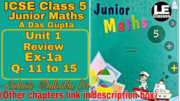 ICSE class 5  Review Ex-1a  Chapter 1 Junior Maths A Das Gupta | Unit 1