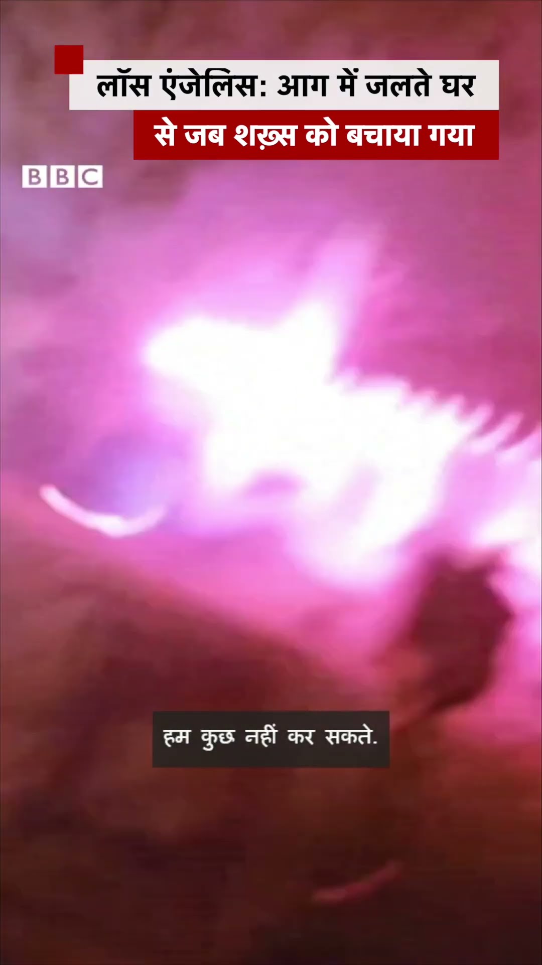 America Wildfire: लॉस एंजेलिस में भड़की आग के बीच जब एक शख़्स को बचाया गया #shorts  (BBC Hindi)