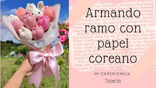 Cómo envolver ramo de flores tejidas con papel coreano - ramo de tulipanes tejidos