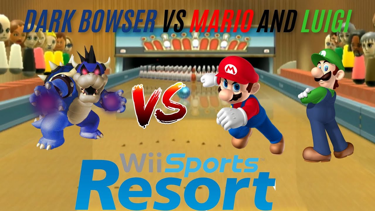 Wii Sports Resort - Bowling - Dark Bowser vs Mario and Luigi