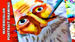 watercolor portrait | Rabindranath Tagore | Watercolor tutorial | Watercolor portrait step by step|