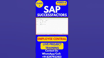 SAP SuccessFactors EC Training Online Tutorial Class 4 13th July 2025 #sapsuccessfactorstraining