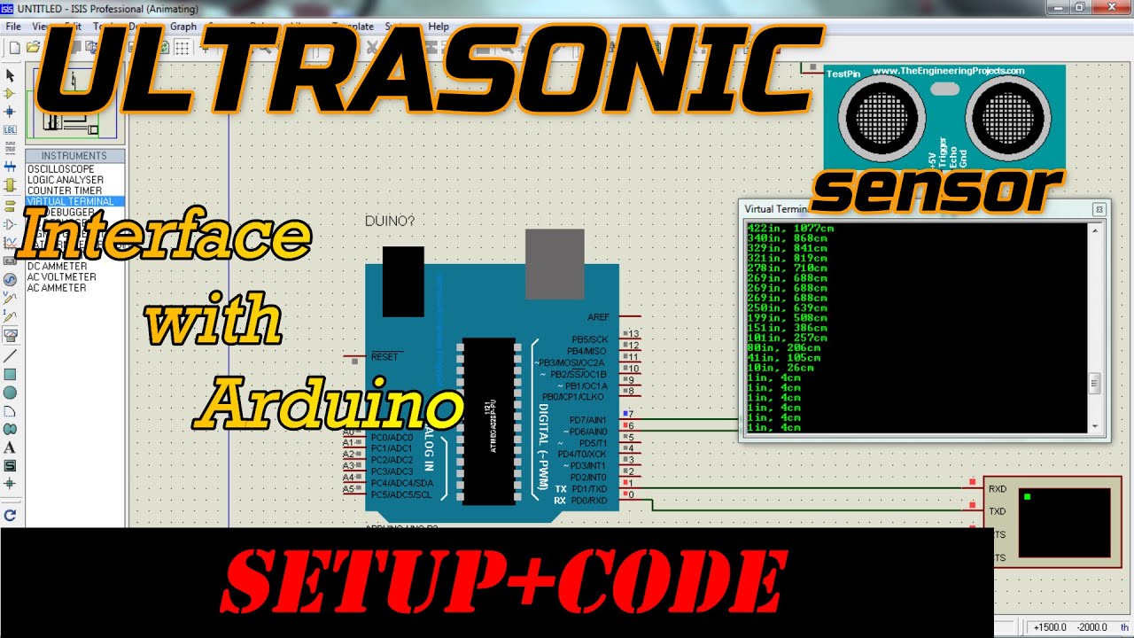 #ultrasonic#sonar#Proteussimulation|ultrasonic sensor interfacing with Arduino|setup+code+simulation