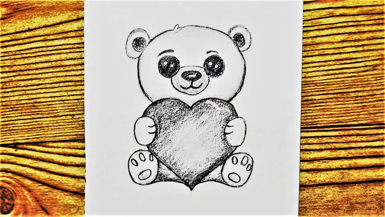 How to Draw a Teddy Bear Holding a Heart Easy 🧸❤️ 