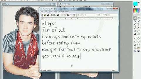 Photofiltre tutorial text behind a person.