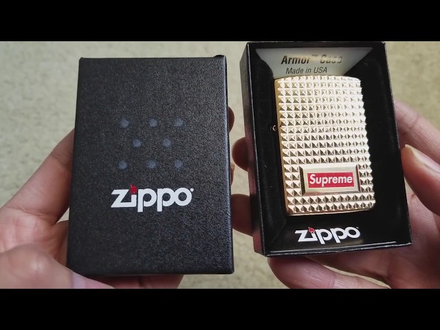 Unboxing New Diamond Cut GOLD SUPREME x Zippo Lighter! 12 