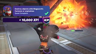 How to EASILY Destroy objects with Megazord's Cannons or explosives Fortnite