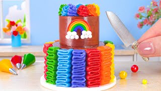 Rainbow Buttercream Cake 🌈 Fancy Miniature Rainbow Chocolate Cake Decorating 🎂 Tiny Cakes