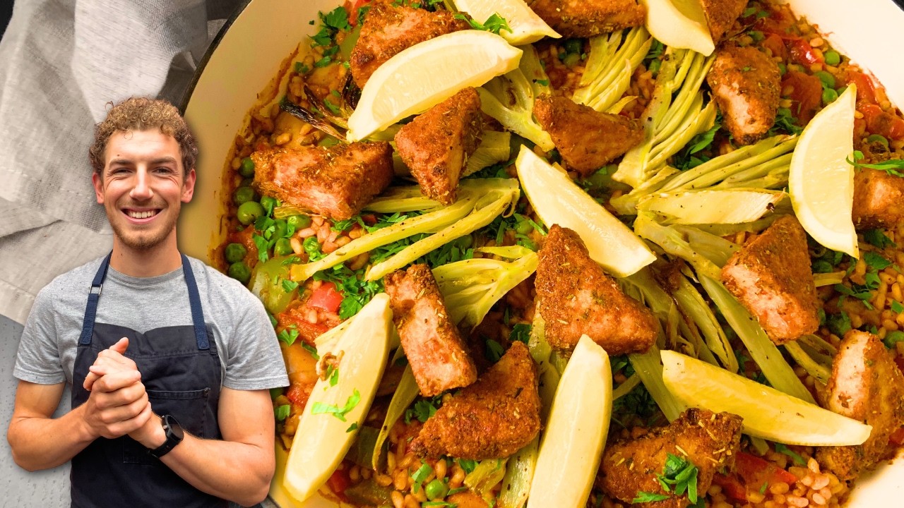 Budget-Friendly Vegan Paella with Crispy Tofu | Under £2/$2.60 Per Portion