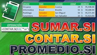 Promedio Si, Contar Si, Sumar Si Excel