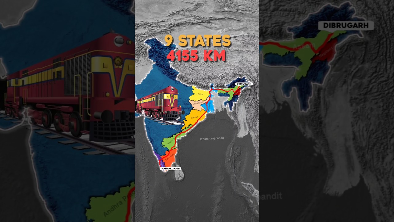 Bharat Ki Sabse Lambi Duri Karne Wali Train Vivek Express | Map Animation #shorts #train