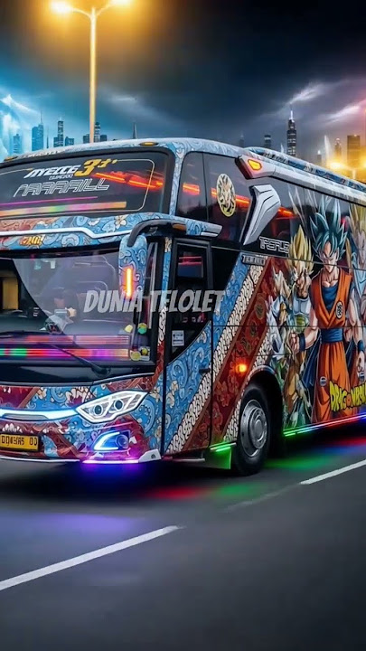 🚍✨ Bus Telolet Dragon Ball Full LED & Batik Motif – Keren Banget! 🔥 #busmania #aicontent