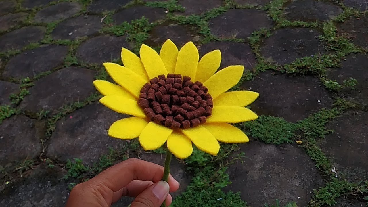 DIY How to Make Felt Sunflower Cara Membuat Bunga  