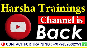 Harsha Trainings Youtube Channel is Back | Thanks for Your Support for our Channel