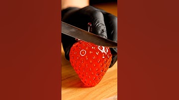 Glass Strawberry Slicing ASMR — Hyper-Realistic Transparent on Marble #shorts #short #asrm