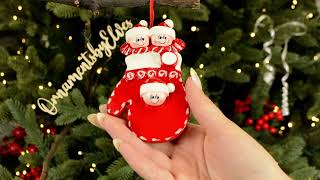 Ornaments by Elves: Personalized Christmas Mitten Family of 3 Ornament OBE-rm901-3