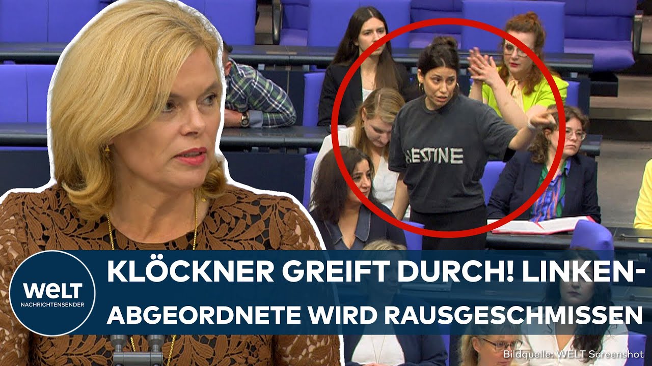 BUNDESTAG: Klöckner schmeißt Linken-Abgeordnete Köktürk wegen "Palestine"-Shirt aus dem Saal!