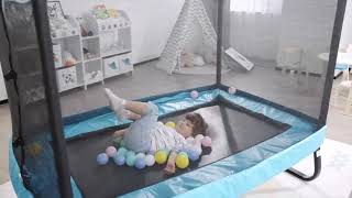 6Ft Kids Recreational Trampoline, 2-In-1 Outdoor Toddler Trampoline Wswing