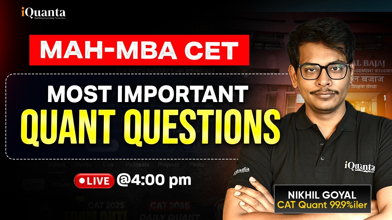 MAH-MBA CET Quants | Most Important Questions | Nikhil Sir | iQuanta