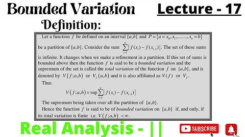 Bounded Variation , Definition , Real Analysis - ||