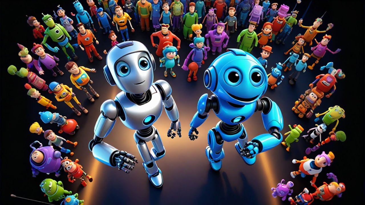 Six Dancing Robots Know Big and Small + More Nursery Rhymes & Kids Songs