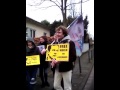 Bonn, Demo vor dem rus. Konsulat für  Ildar Dadin (ukr. Hymne)