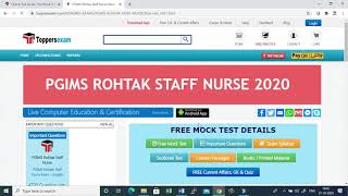 PGIMS Rohtak Staff Nurse 2020 , Free Mock Test | Online Test Series | Important  Questions