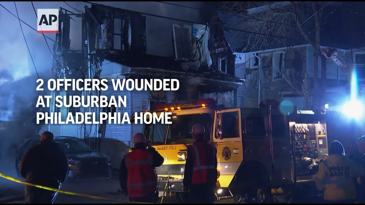 2 officers wounded at suburban Philadelphia home - YouTube